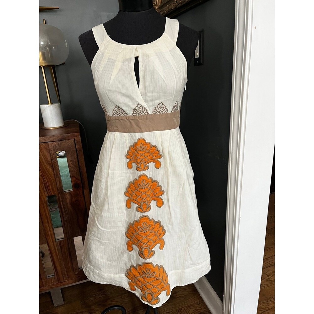 Anthropologie Floreat Embroidered appliqué Summer Sun Dress sz 6
